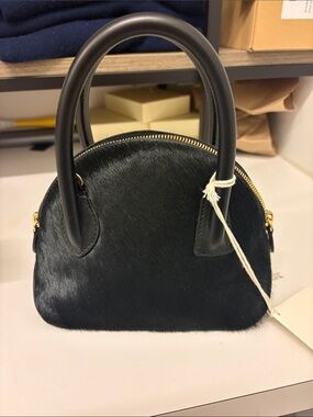 Liffner Mini Dome Bag black calfskin NWT has dust cover and long strap